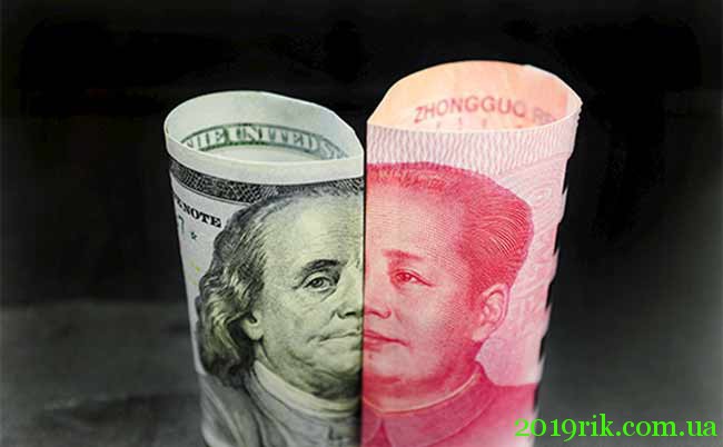 порівняння долару і Юаня (CNY) 