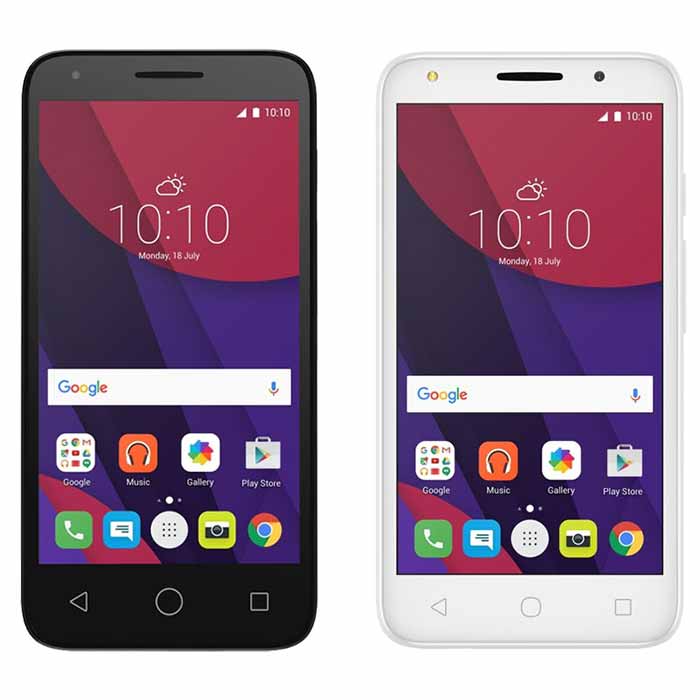 Две модели смартфона Alcatel pixi 5010d в разных цветах