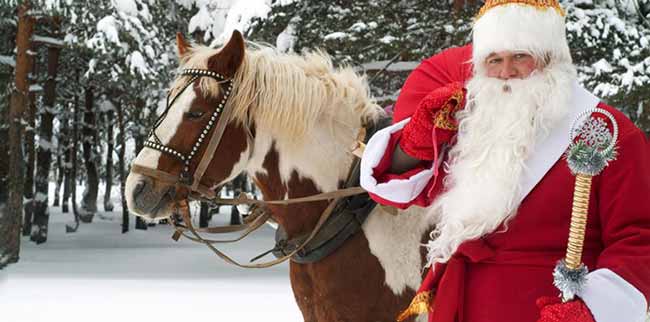 Санта Клаус с лошадью