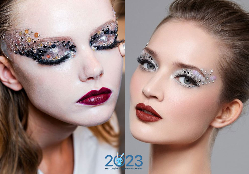 Новорічний макіяж 2023 зі стразами