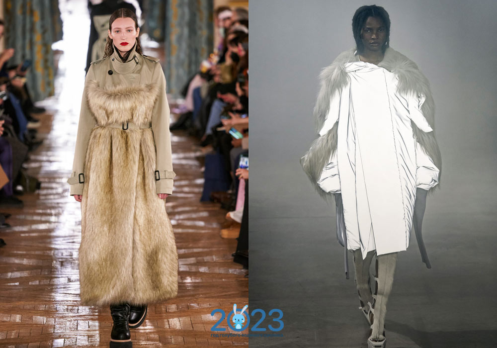Модні пальто осінь-зима 2022-2023 з хутряними вставками