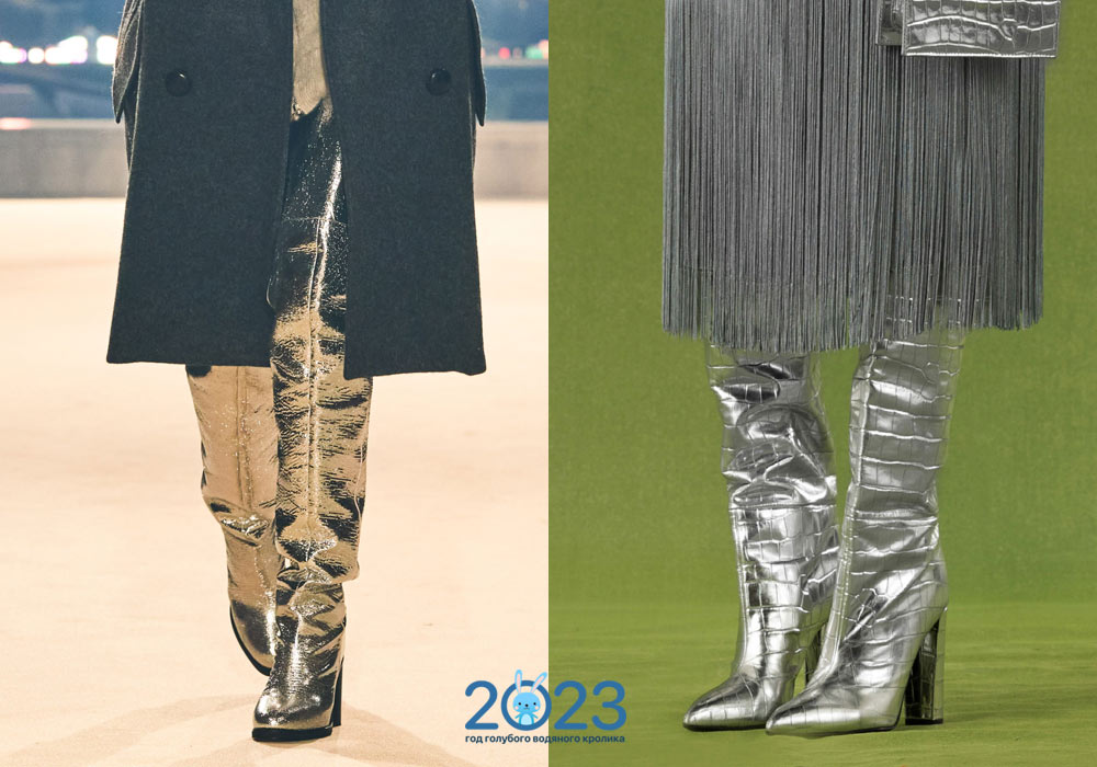Модні чоботи відтінку срібло осінь-зима 2022-2023 року